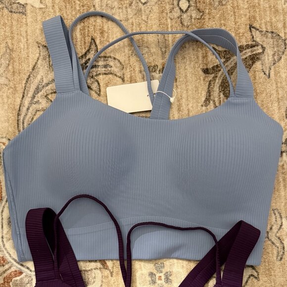 Lululemon Like a Cloud Ribbed Longline Bra Size 10 D/DD - Blue - Picture 1 of 4